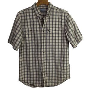 Carhartt Mens Button Up Shirt Relaxed Fit Collared Check Ivory Black Size M
